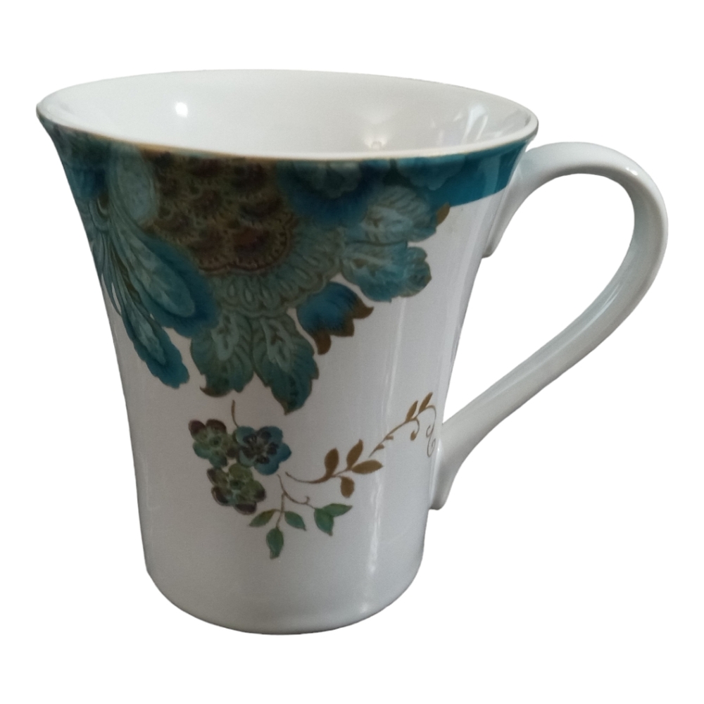 222 Fifth Eliza Teal Mug Floral 10 oz